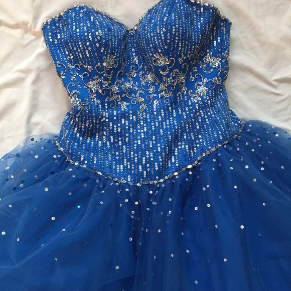 Mori Lee Blue Prom Pageant Floor Length Dress - Picture 3 of 7